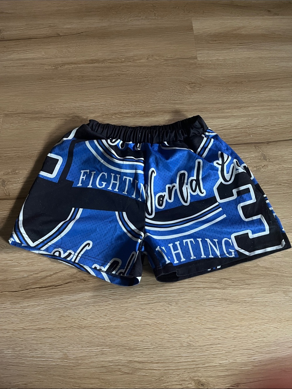 SHEIN Blue and Black Athletic Shorts with Graphic Print